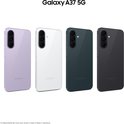 Vier Samsung Galaxy A37 5G telefoons: paars, wit, donkergroen en zwart.