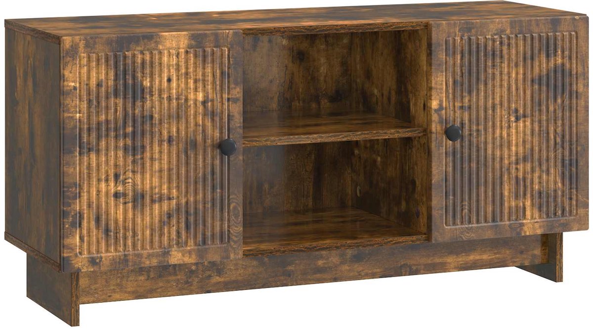 vidaXL - TV - Kast - 102 - x - 34,5 - x - 50 - cm - Gerookt - eiken - Bewerkt - hout