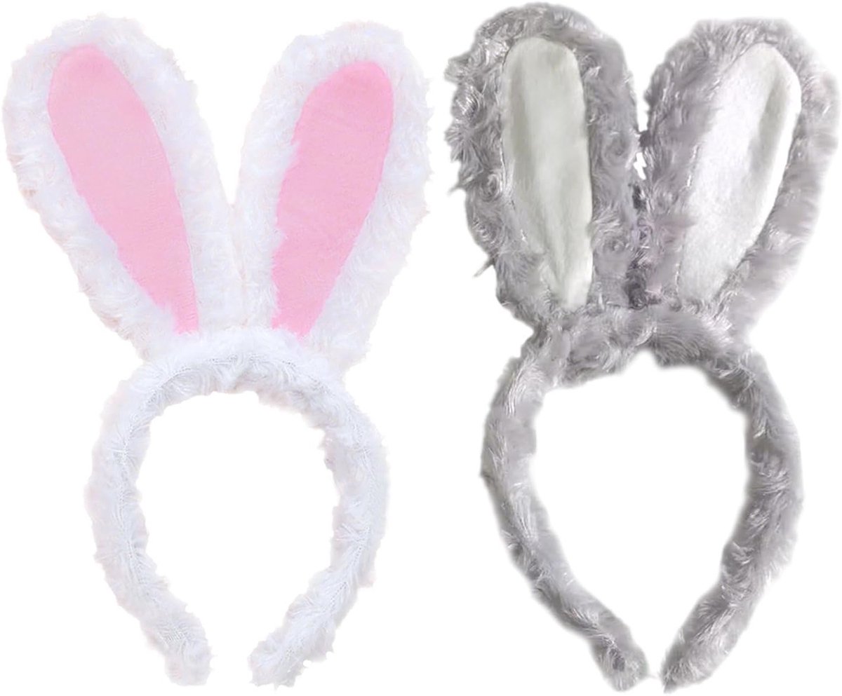 Set van 2 Pluche Konijnenoren Haarbanden voor Pasen, Cosplay Accessoires voor Volwassenen en Kinderen, Perfect voor Feestjes en Themapartijen