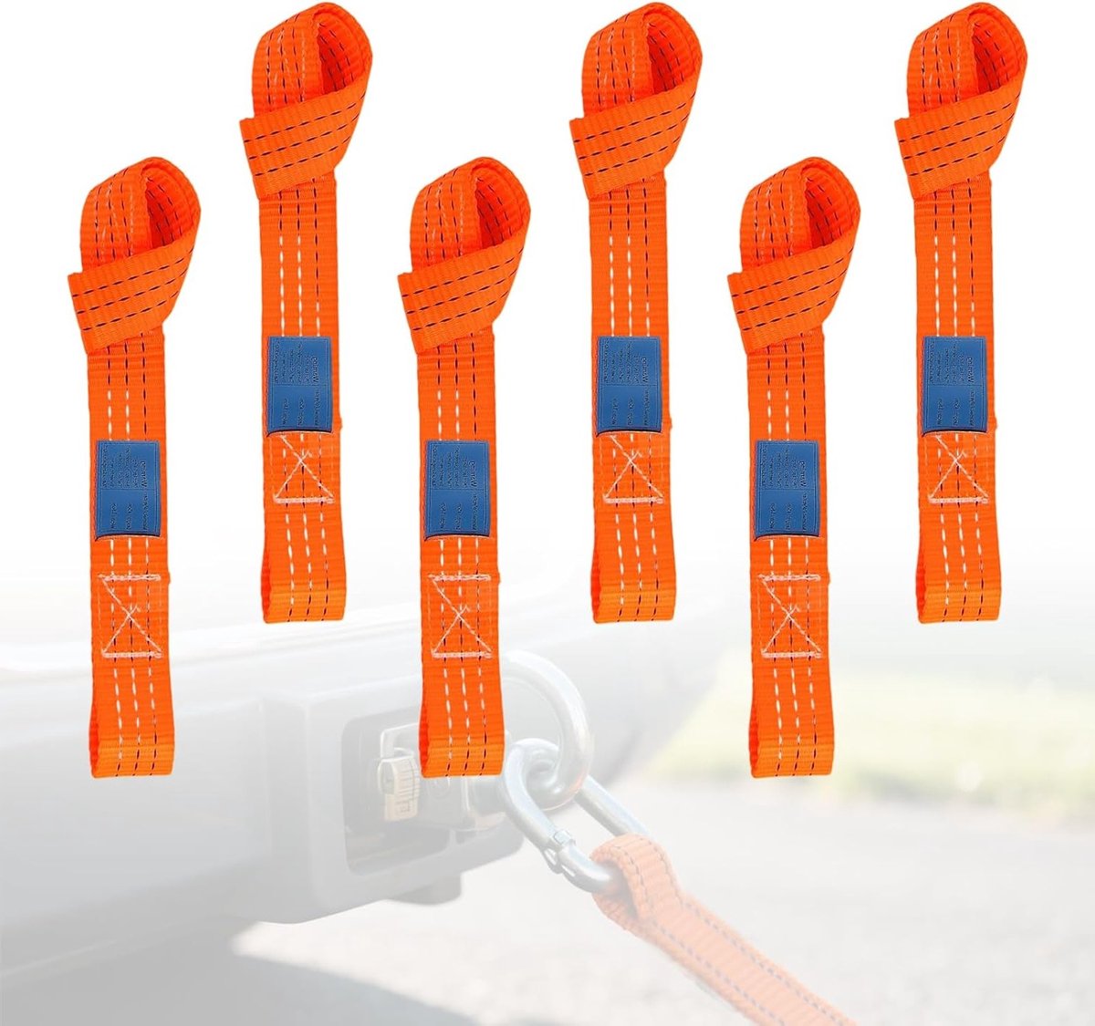 Set van 6 stevige en duurzame spanbanden van 43,7 x 3,8 cm, 1000 kg, ideaal voor motorfietsen, ATV's, UTV's, fietsen, kamperen en klimmen