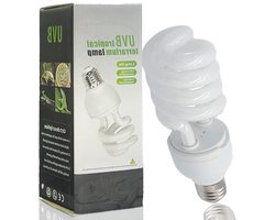 UVB Lamp voor Reptielen en Amfibieën - Energiezuinige Verlichting voor Terrarium, Tropische Schildpadden en Hagedissen met Calcium Supplement (UVB5.0 26W)