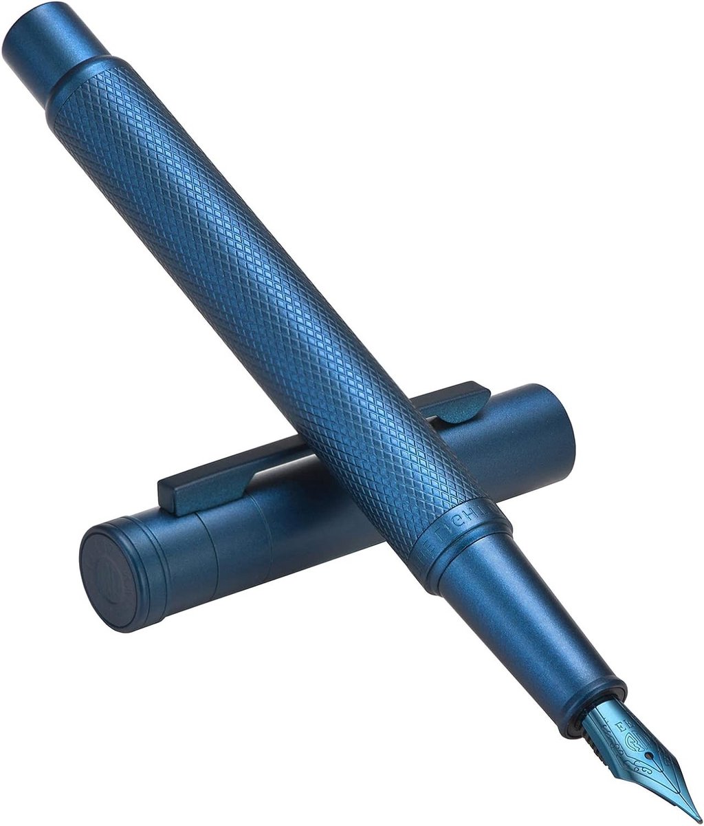Donkerblauwe Vulpotlood met Medium Nib, Klassiek Converter Ontwerp en Luxe Metalen Pennendoos voor Schrijven en Creatieve Projecten