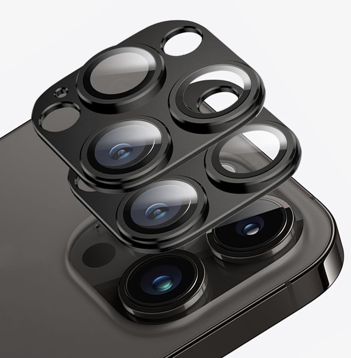 Camera Lens Bescherming voor iPhone 14 Pro Max en iPhone 14 Pro - 2 Stuks, Ultra Dun, Krasbestendig en Sterke Hechting met Sapphire Glas en Aluminium Legering (Zwart)