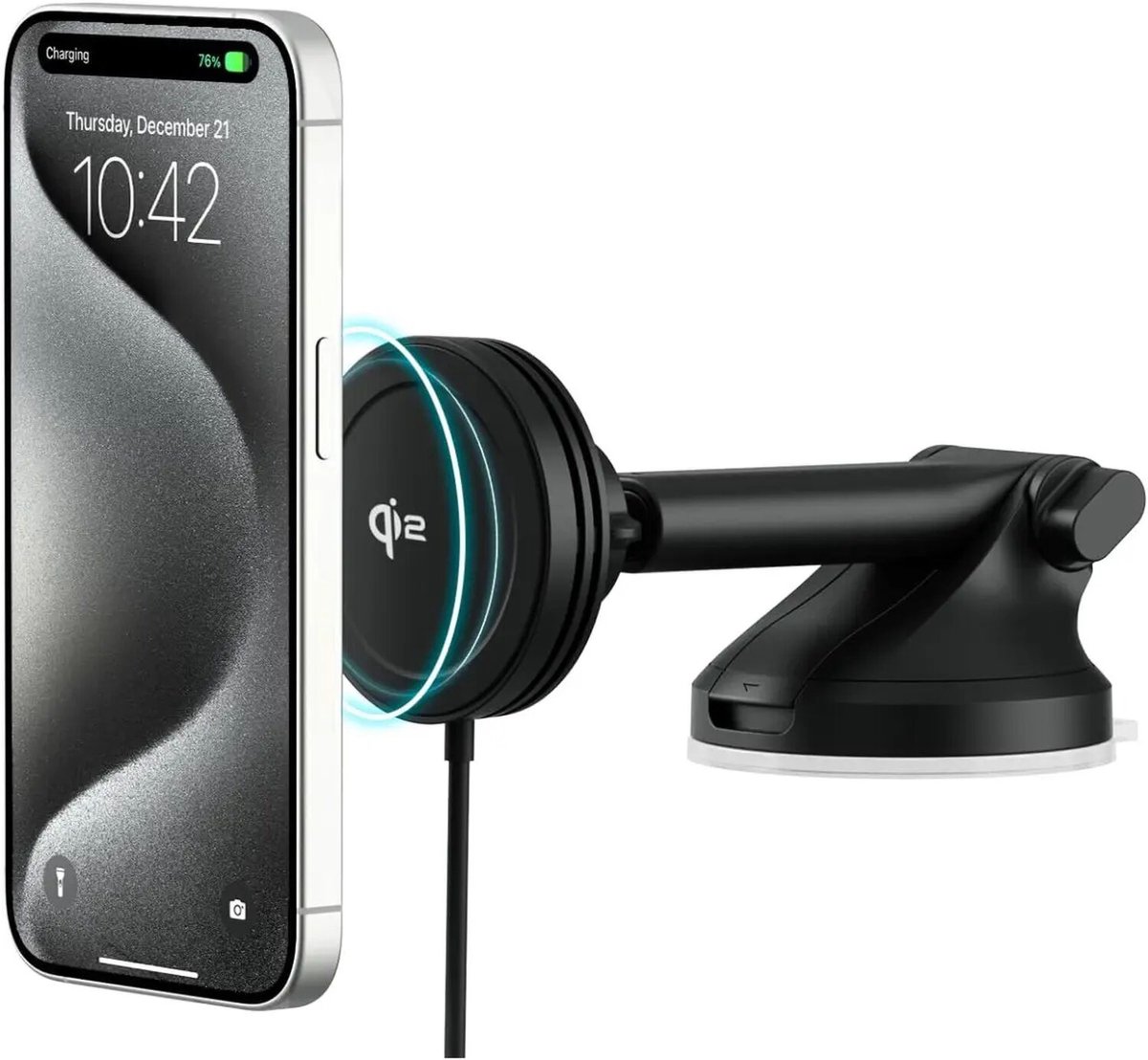 iOttie Velox Houder - Magnetische Telefoonhouder Auto Raam/Dashboard - Compatibel met MagSafe / Qi2 - 15W Draadloos Opladen - Zwart
