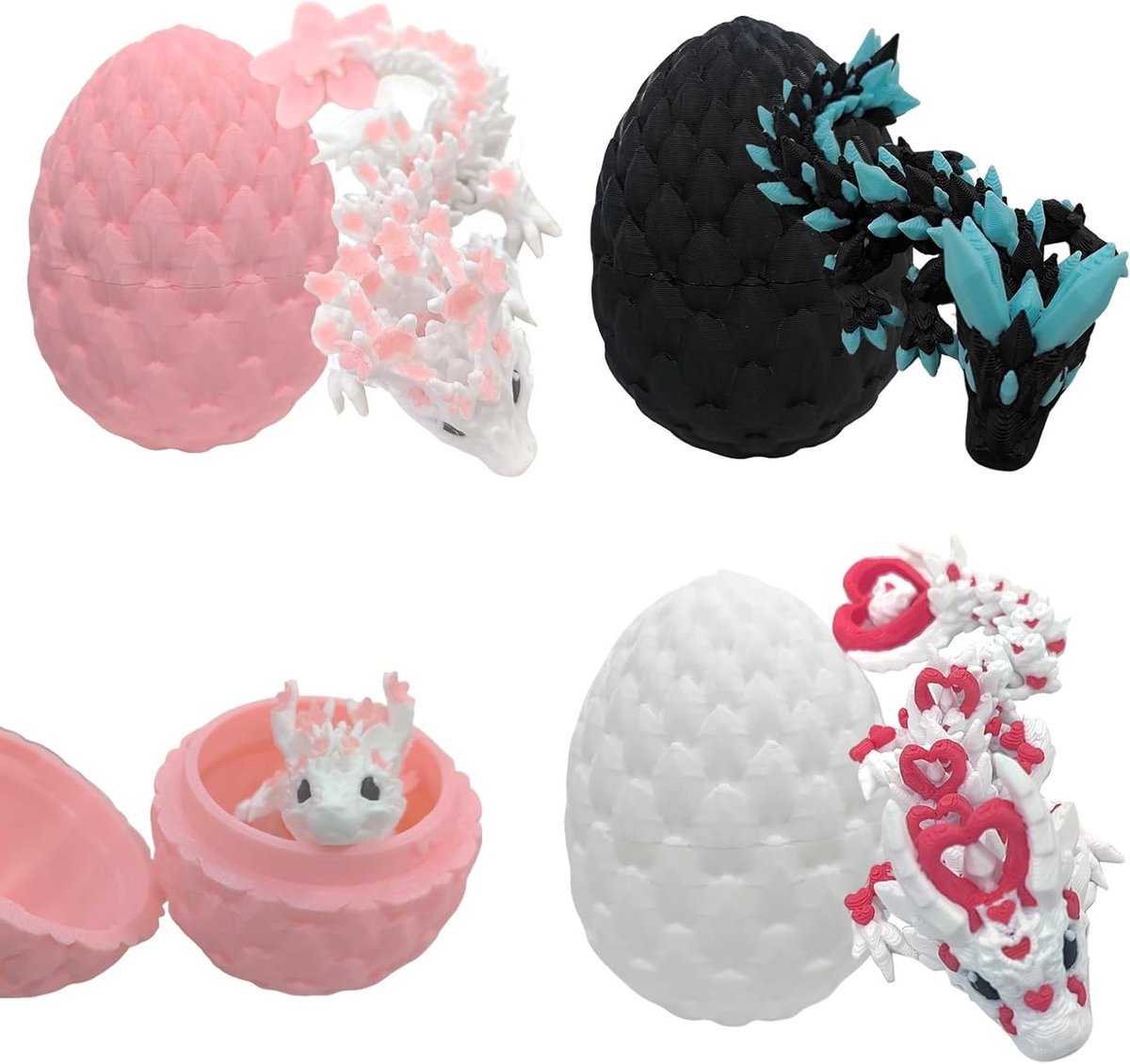 3D Geprinte Draak Eieren Set met Beweegbare Draak, Perfect voor Kinderen en Woonkamer Decoratie