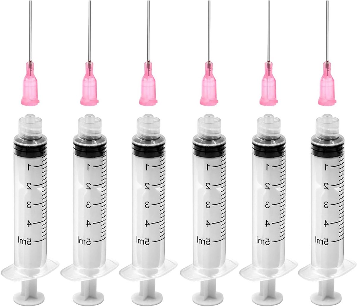 12 Stuks 5ML Spuit met Stompe Naald, Herbruikbare Plastic Doseringspuit voor Laboratorium, Huisdieren en DIY Projecten, Ideaal voor Lijm en Vloeistoffen
