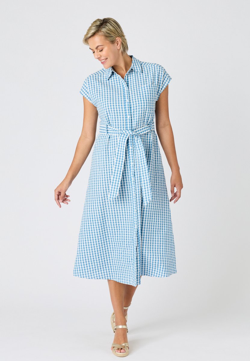 Damart - Overhemdjurk wafelstructuur stof - Dames - Blauw - 40