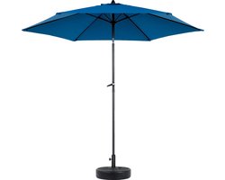 Grote Terrasparasol - Dubbelzijdige Tuinparasol - Rechthoekige Parasol - Met Zwengel - Breed - Staal - Roestvrij - Handig - Tuin - 270 cm - Zonder Voet - Blauw