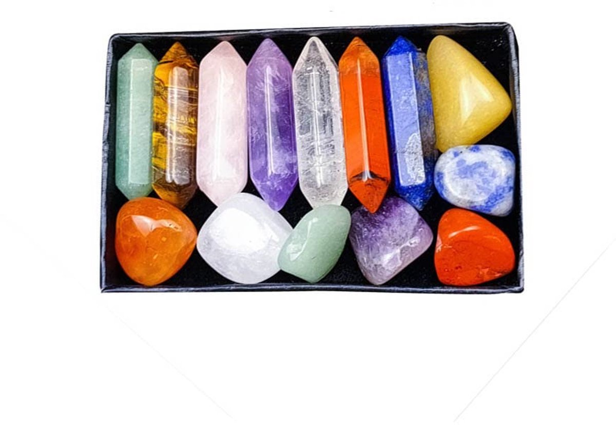 Winkel1 - Crystal Kit - 14 Pcs Kristallen Set - Meditatie en Yoga - Tumbled Stones en Chakra Stones - Perfecte Cadeau voor Spirituele Groei