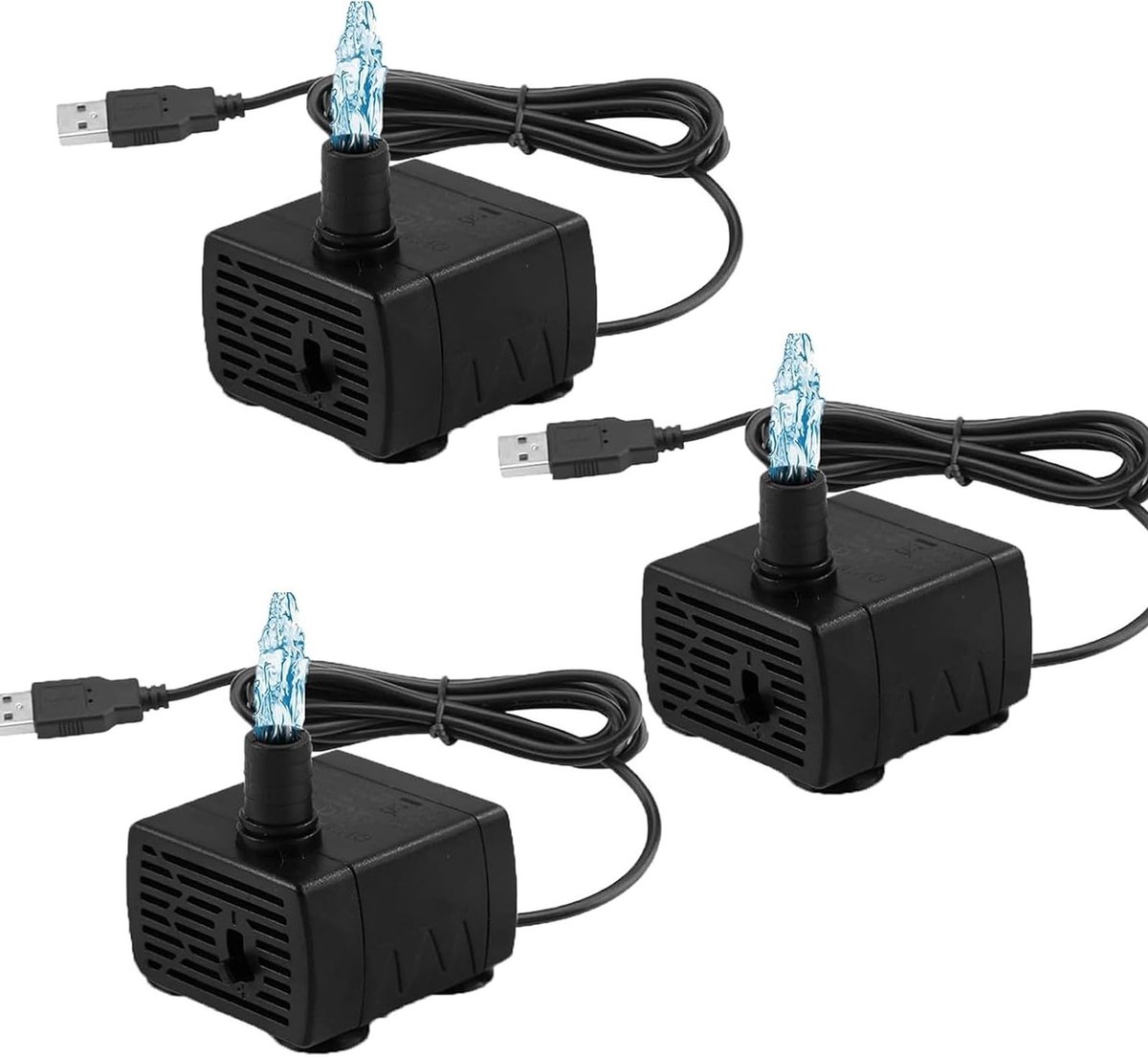3 Stuks Mini Onderwaterpomp - 180L/H, Verstelbare Ultralichte Waterpomp voor Vijver, Aquarium en Hydrocultuur