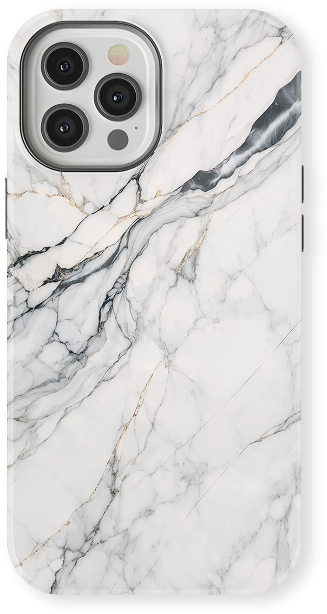 DripCase Hoesje geschikt voor iPhone 12 Pro Max Marmer | Marble Moods | Magnetisch Opladen | 2-in-1 Ontwerp | Luxe Marmeren Case geschikt voor iPhone 12 Pro Max Classic White Marble