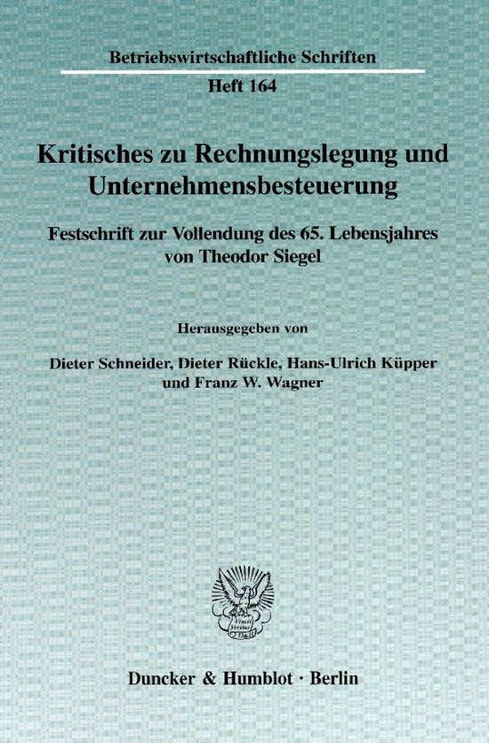 Kritisches zu Rechnungslegung und Unternehmensbesteuerung - cover