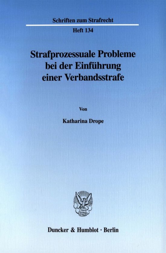 Strafprozessuale Probleme bei der Einführung einer Verbands ... - cover