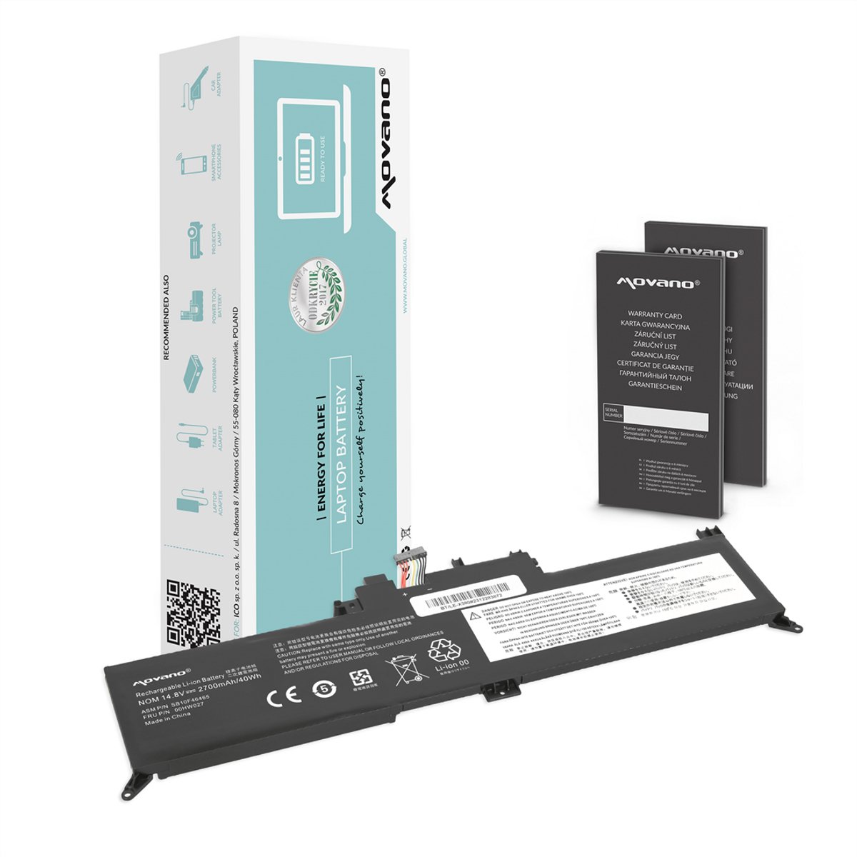 Lenovo ThinkPad Yoga Serie - Batterij - 00HW027 - 01AV434 - Compatibel