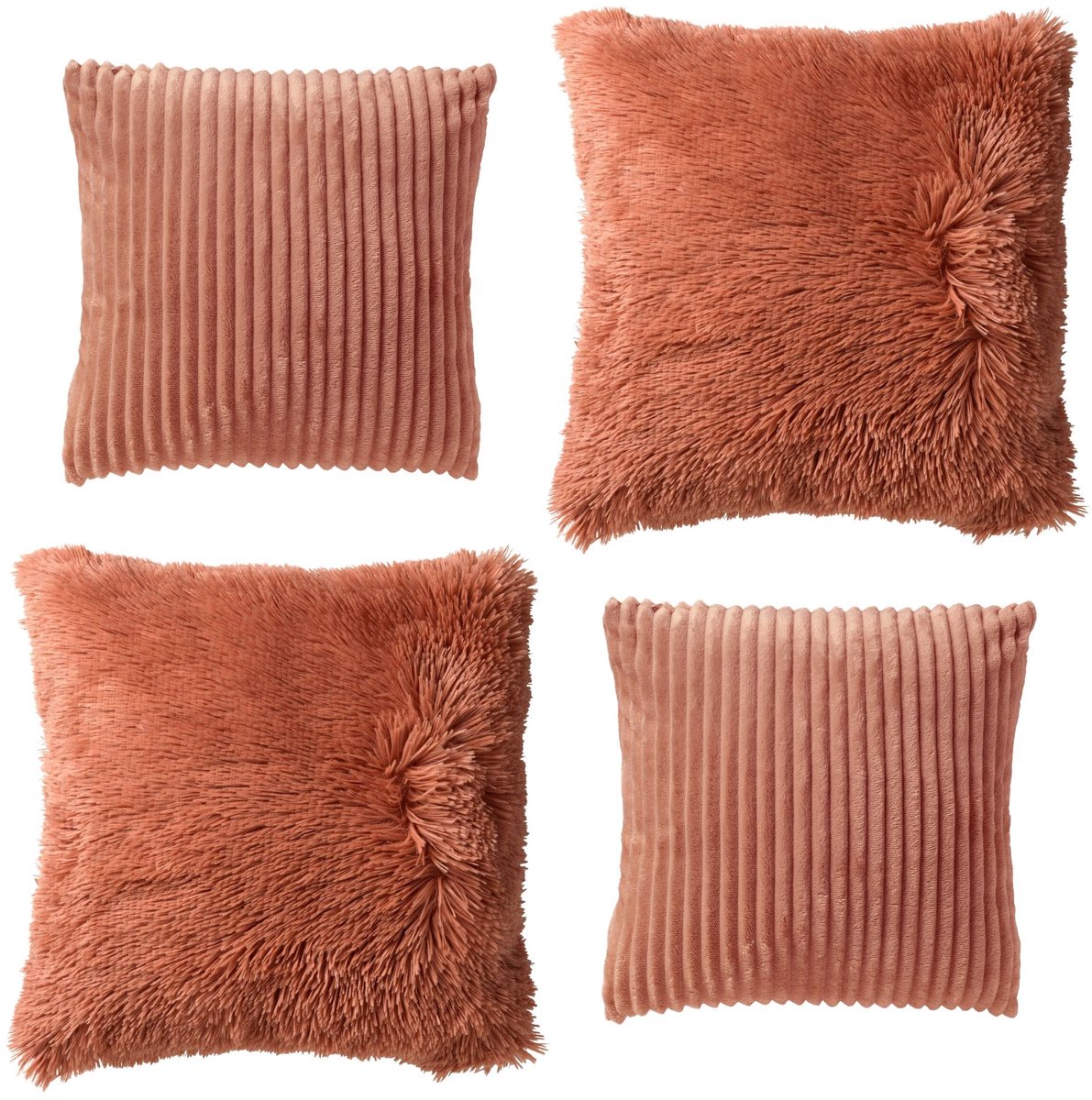 Dutch Decor KUSSENSET - 4-delig - Cosy Layers - 60x60 cm, 45x45cm - inclusief binnenkussens - roze - Met Ritssluiting – Decoratie set sierussens - Comfortabele kussentjes voor op de Bank