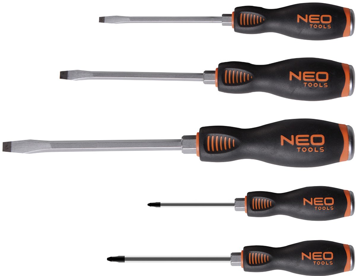 NEO - Schroevendraaierset - 5 stuks - Magnetische Punt - Driekantige Handgreep