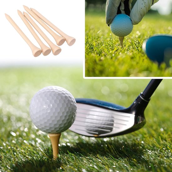 100 Stuks Biologisch Afbreekbare Golf T-shirts van Hout - 70mm Lange Golf Tees voor Driver en Golfmat — afbeelding 3