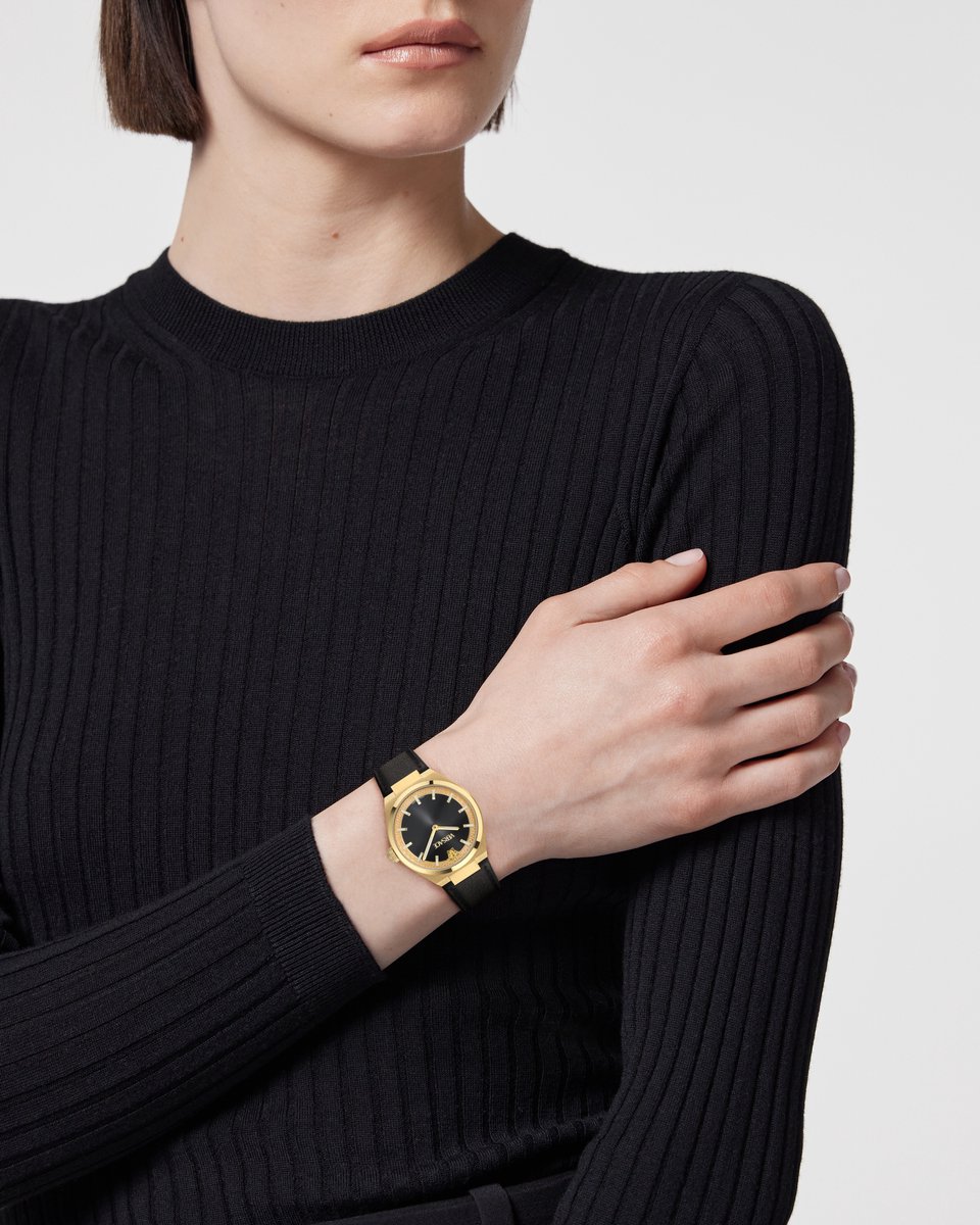 Versace Auria VE5E00126 Horloge - Leer - Zwart - Ø 35 mm