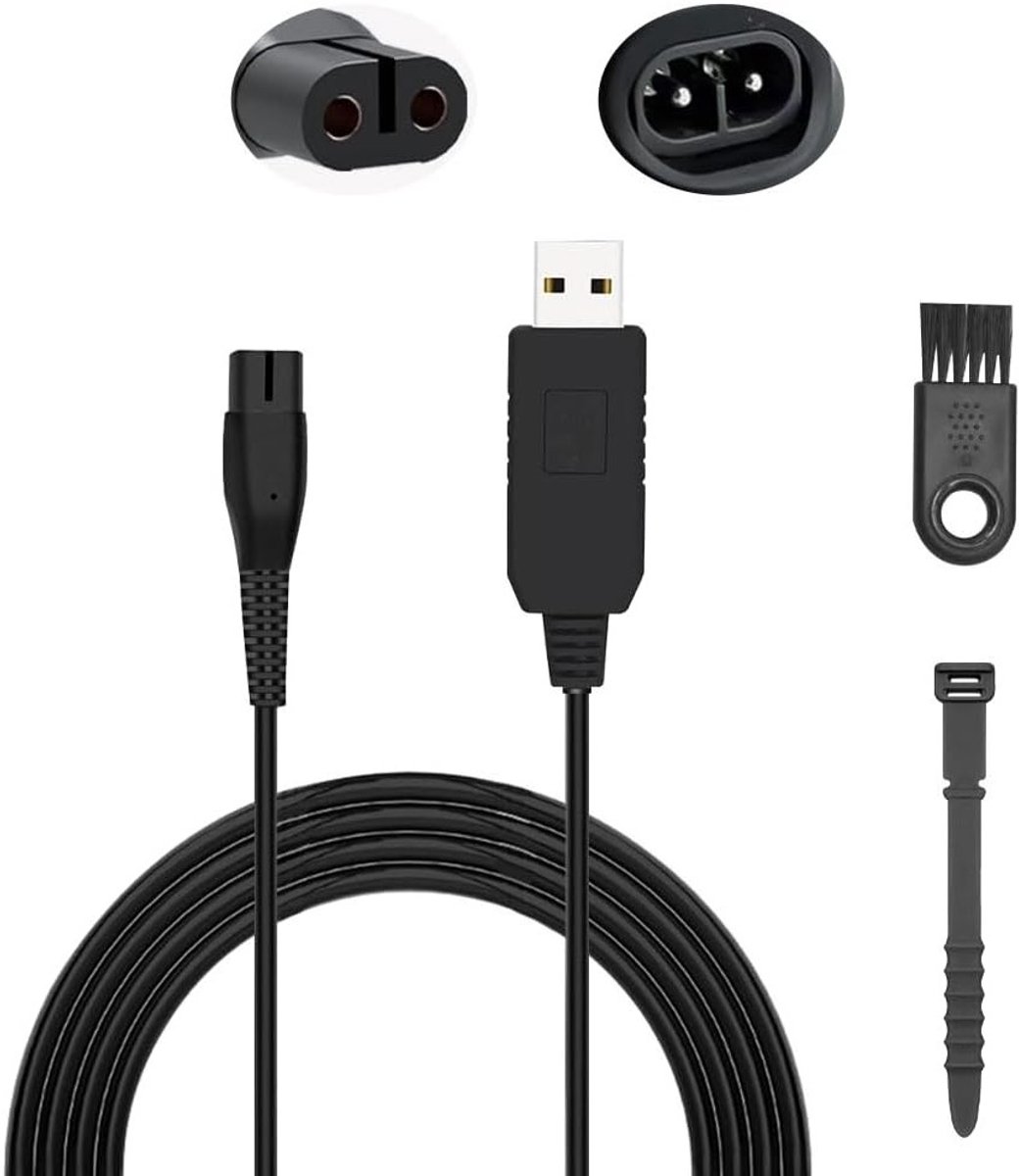 Oplaadkabel 4.3V voor Philips One Blade en Norelco Scheerapparaten, USB Voeding voor QP2520 QP2570 MG3730 MG5720 BT3208 BT3206