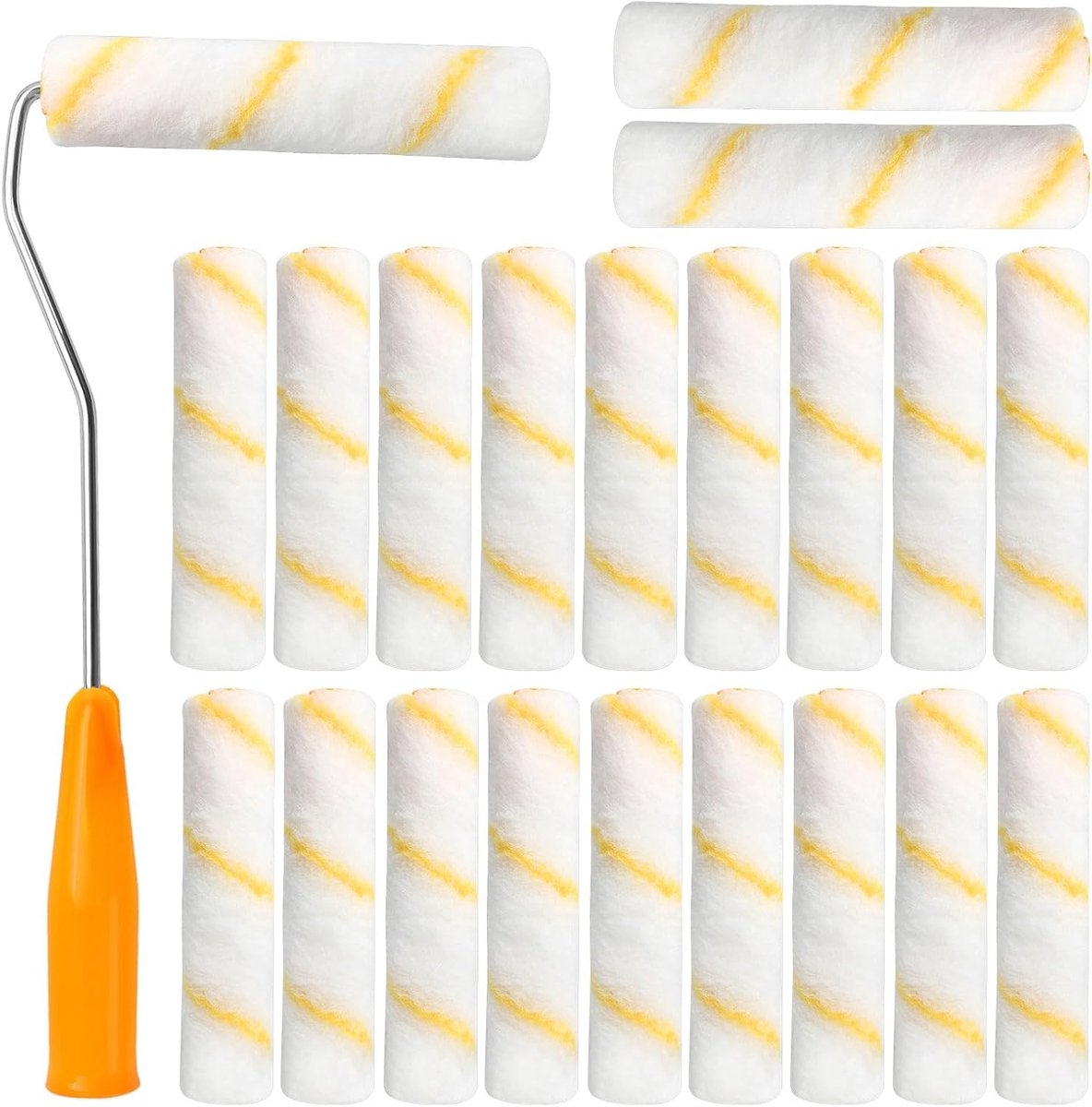 Set van 20 Kleine Verfrollers van 15 cm met Handvatten en Rubber Handschoenen voor Muurdecoratie en Schilderwerk