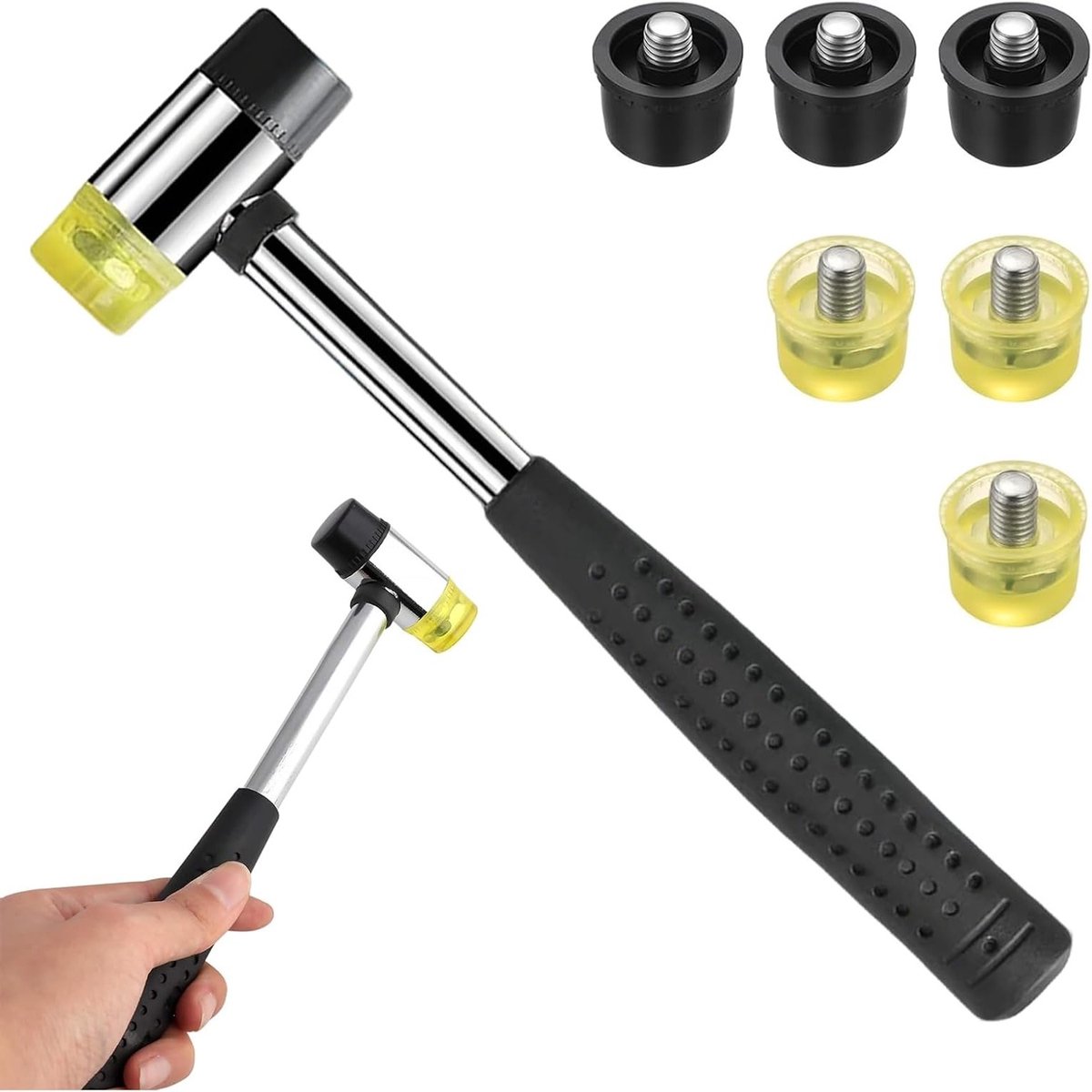 Set van 2 rubberen hamers van 25 mm - Lichtgewicht en duurzaam voor meubelreparatie, doe-het-zelf klussen en lederbewerking