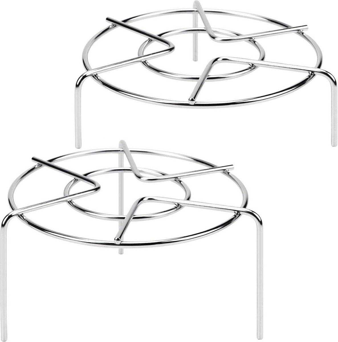 Stoomrek RVS - Onderzetter Snelkookpan - Gezond Koken - Heavy Duty Materiaal - 64 inch Rond - Zilver
