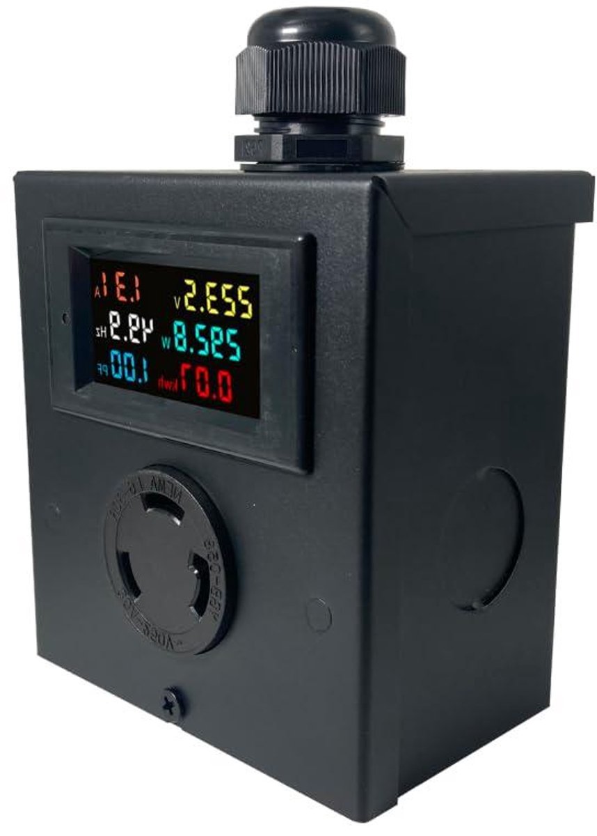 Vermogensmeter Installatiekit - Stroommeter Box - Energieverbruik Monitoren - 6-in-1 Kleuren LCD - 30 Ampère - Zwart