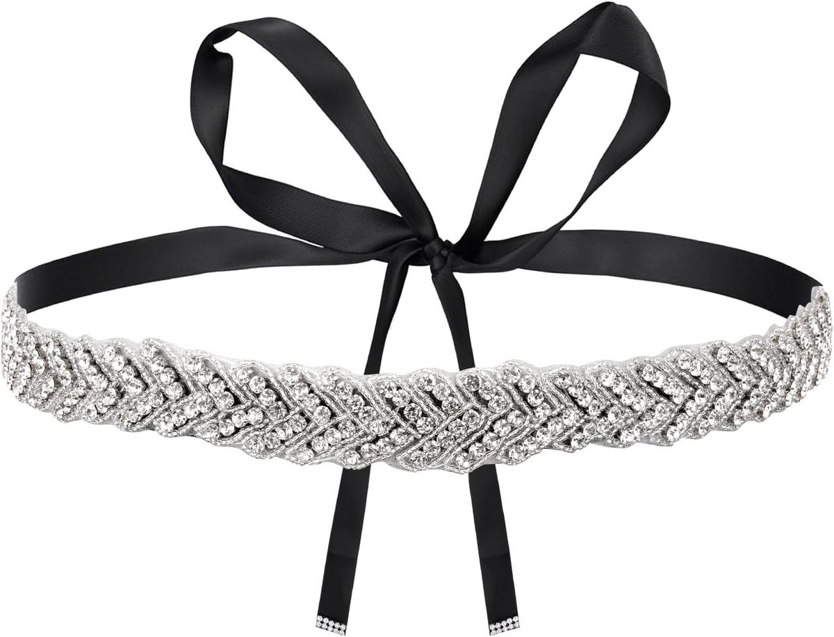 Handgemaakte Zilveren Bruidsriem met Strass, Verstelbare Bruidsaccessoires voor Dames en Meisjes, Perfect voor Feestjurken en Bruiloften