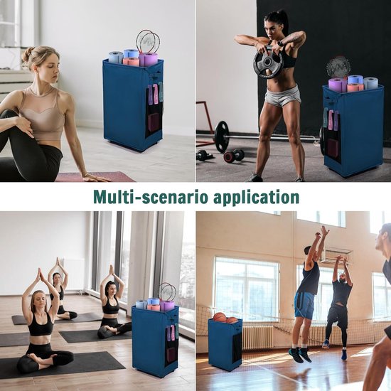 Yogamat Opbergrek - Fitness Organizer - Sportspullen Opbergen - Met Wielen - 41x30x70CM - Donkerblauw van Yogamat — afbeelding 2