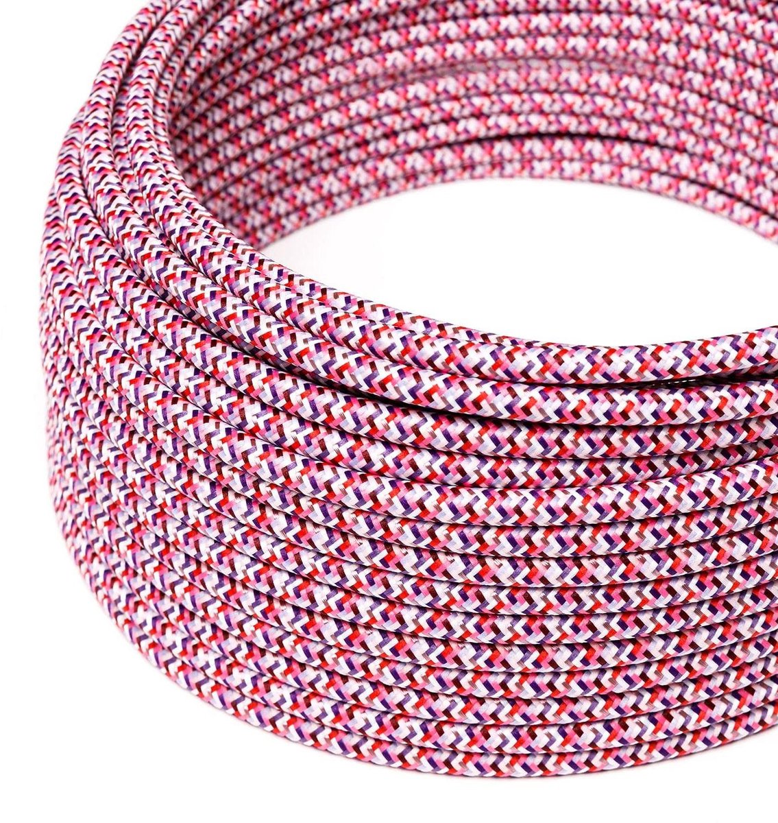 Elektrische draad rond - Textielsnoer lamp - Verlichtingsprojecten creëren - Zijde-effect stof - 10 meter 2x075 - Fuchsia