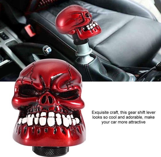 Schakelknop Schedel - Versnellingspook Hoofd - Auto Interieur Upgrade - Koud Gegoten Hars - 70mm Hoogte - Rood van Merkloos — afbeelding 4