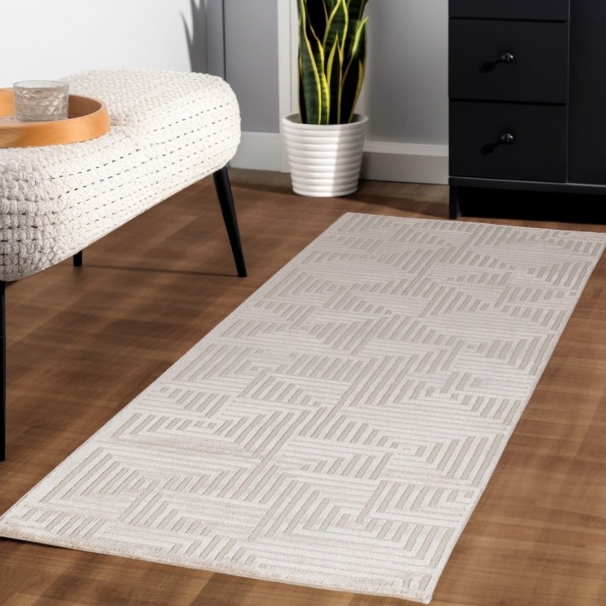 TapisTrend Designer tapijt Beige 120x170 cm Binnenkleed, geometrisch patroon, voor de woonkamer, platgeweven, bohemian stijl