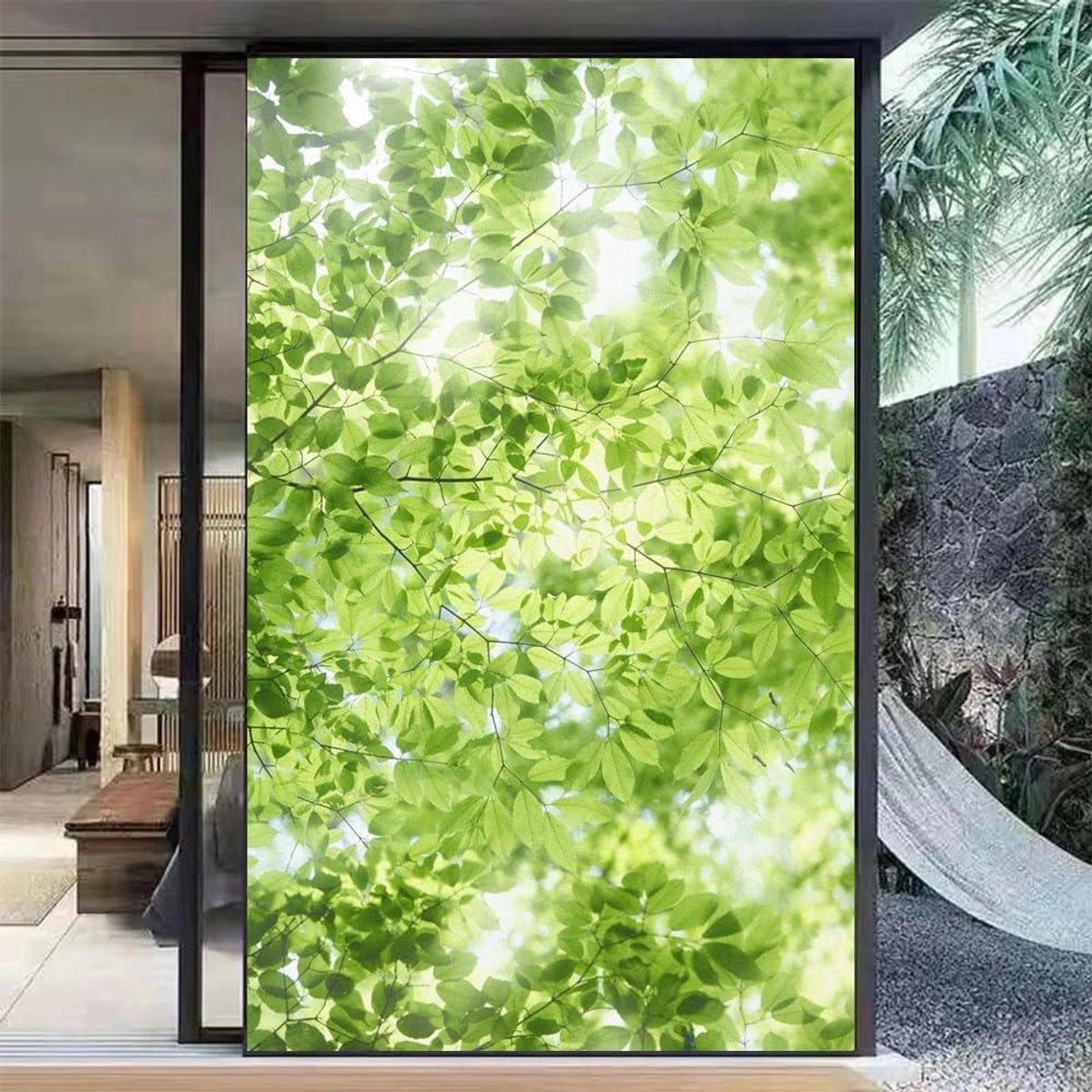 Decoratieve Raamfolie - Privacyfolie Glasfolie - Privacy Creëren - Statische Hechting Zonder Lijm - 80x140 cm - Groen