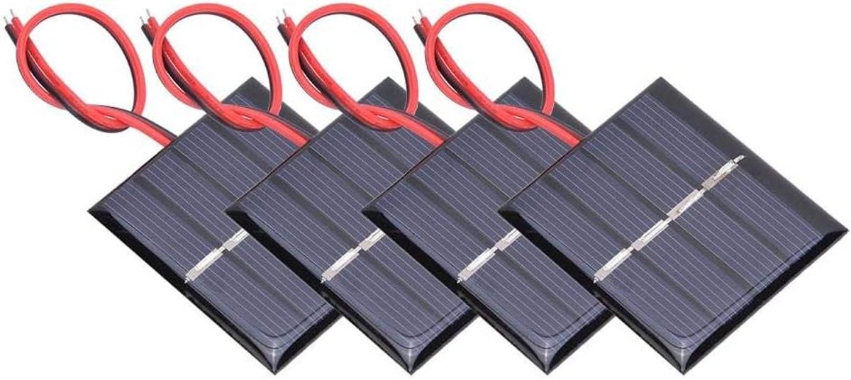 Zonnepaneel - Zonne-energie Panel - Kleine Apparaten Opladen - Hoge Conversie Snelheid - 4 stuks - Zwart