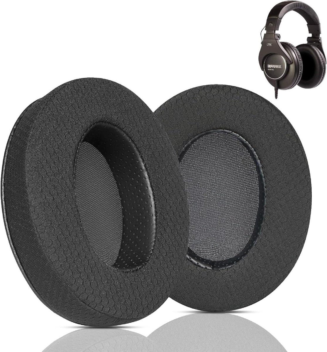Oorkussens Vervanging - Koptelefoon Kussens - Hoofdtelefoon Comfort - Ademend Stof Schuim - 12 x 10 x 1.7 cm - Zwart