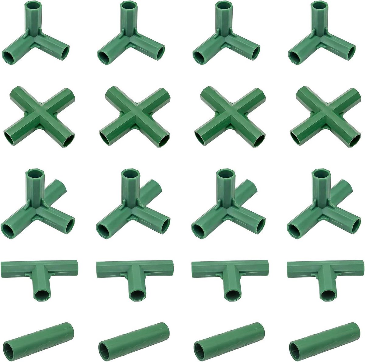 Tuinframe Verbindingstukken - Plastic Connectoren - Kas Bouwen - Verschillende Hoekopties - 6x6x6cm - Groen