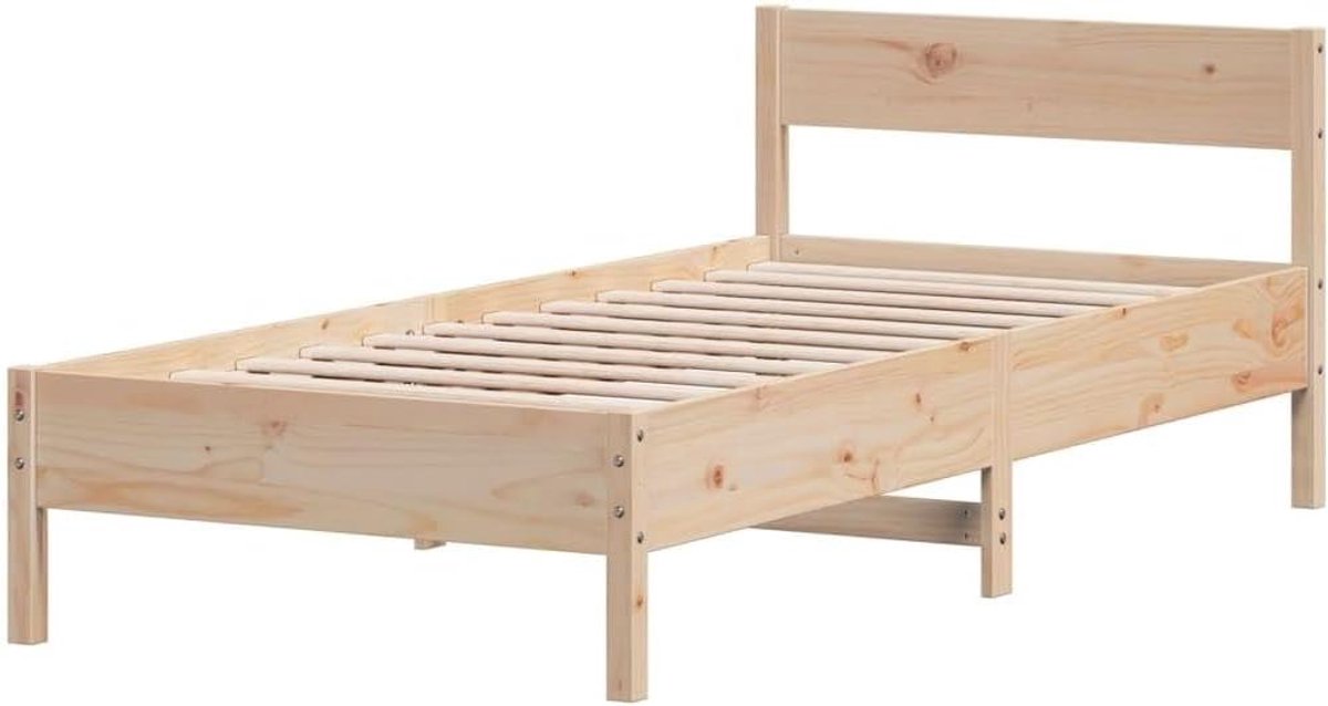 Bedframe Grenenhout - Houten Bed Eenpersoons - Slaapcomfort Verhogend - Massief Hout Hoofdbord - 75x190 cm - Naturel