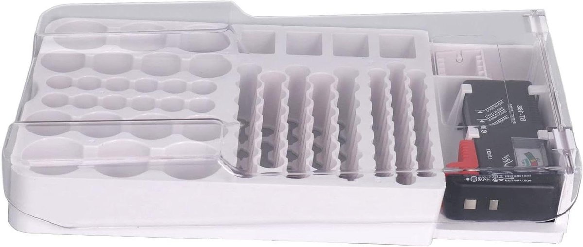 Batterij Opbergdoos - Batterij Organizer Houder - Batterijen Sorteren - Met Geïntegreerde Tester - 93 Batterijen - Transparant