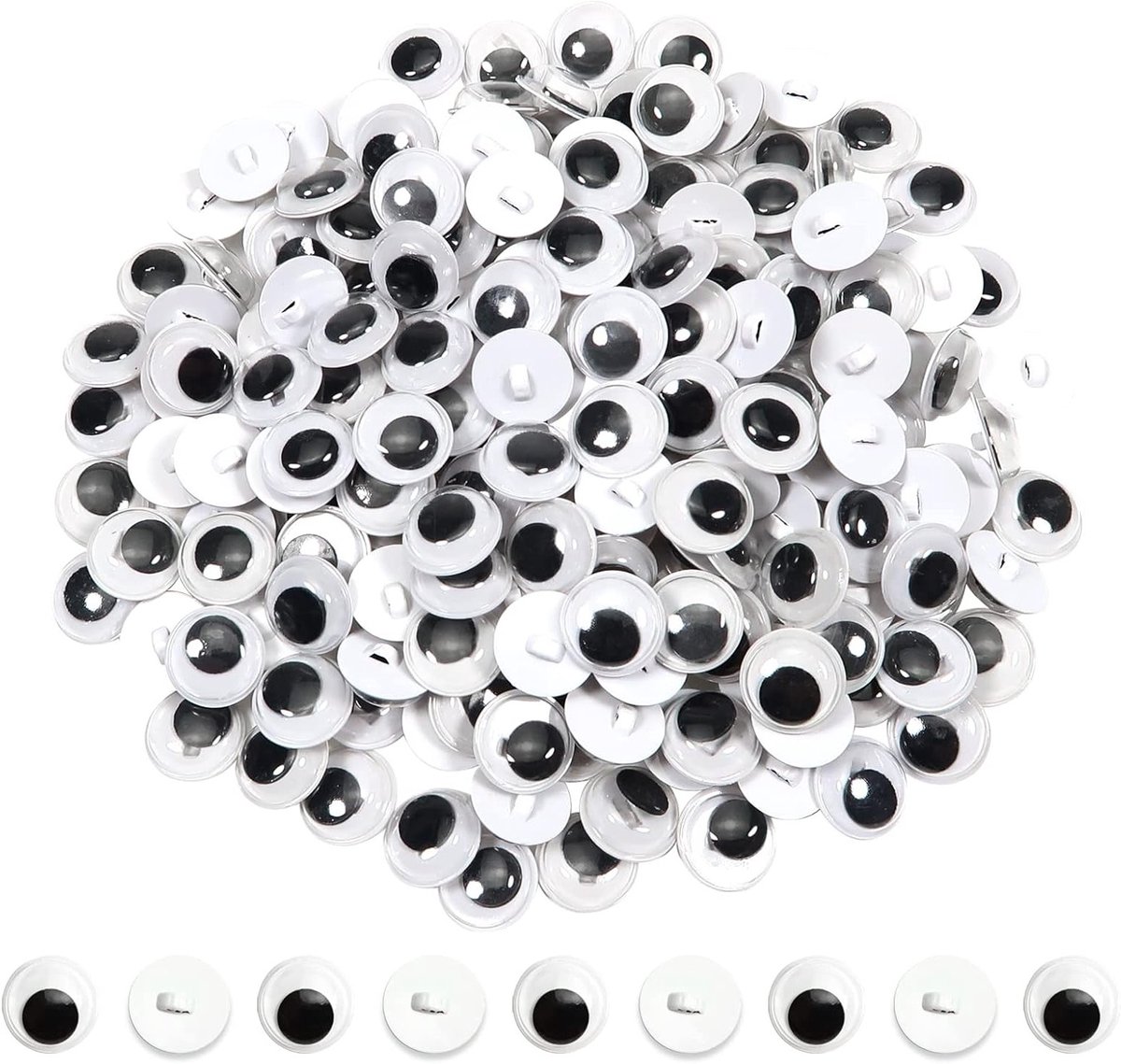 180 Stuks Wobble Ogen voor Knutselen, 8 mm Plastic Veiligheidsogen voor Poppenmaken, Ronde Zwarte Ogen en DIY Accessoires