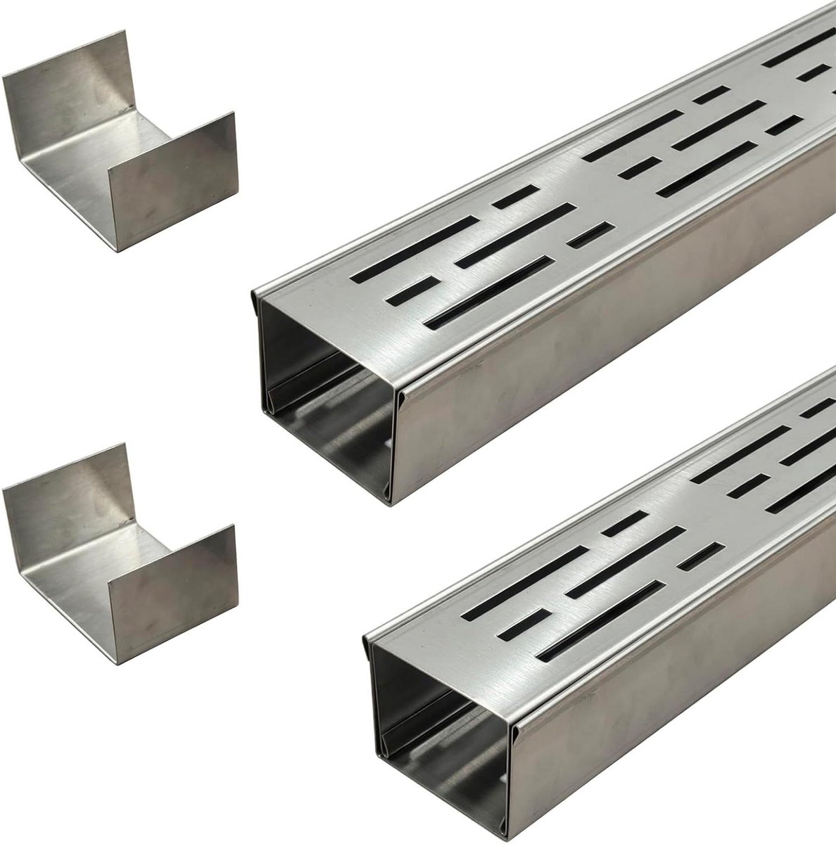 Afvoergoot RVS - Drainagekanaal Terras - Regenwater Afvoeren - Modulair Systeem - 200 cm x 7 cm - Zilver