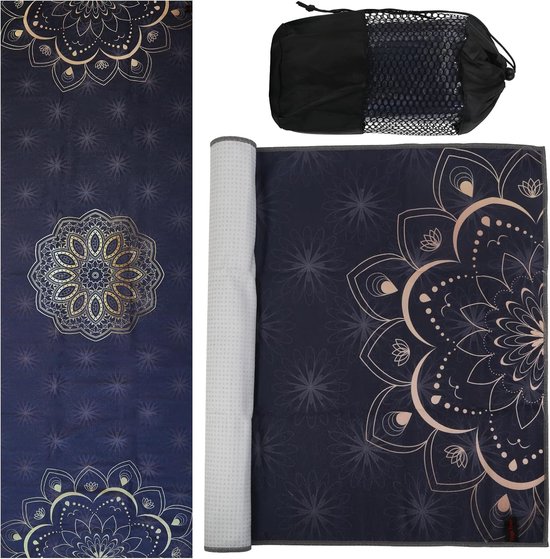 Yogahanddoeken - Yogamat deken - Pilates fitness training - Antislip gripstippen - 183 x 60 cm - Blauw — afbeelding 5