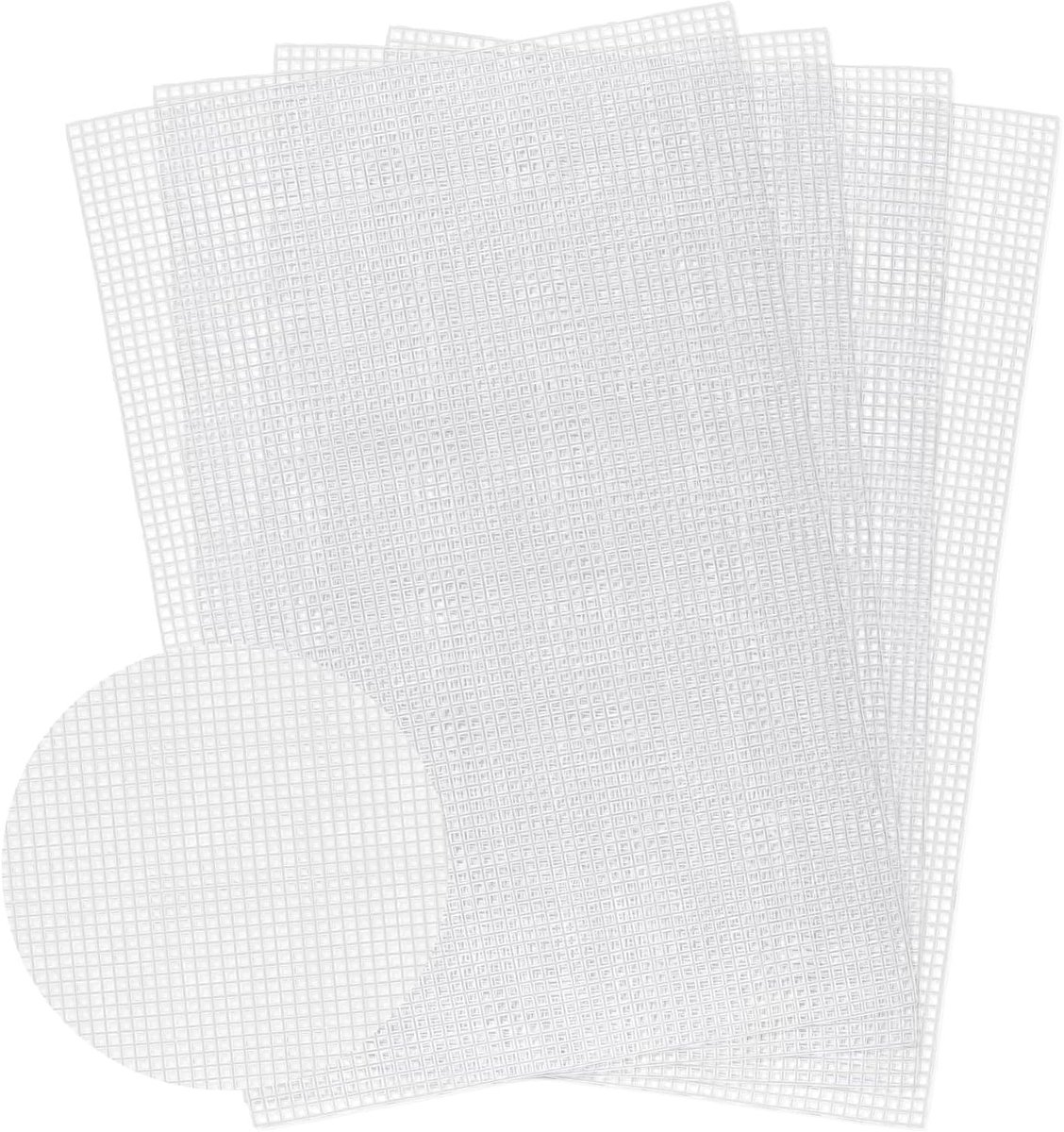 4 Stuks Plastic Mesh Canvas Vellen voor Borduurwerk, Fursuit Ogen en DIY Creaties, Geschikt voor Breien en Haken (Wit, 11.7 x 8 cm)