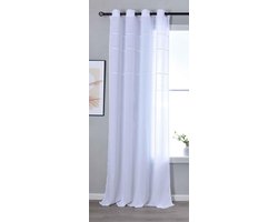 Gordijn met oogjes - Vitrage paneel - Woonkamer decoreren - Filigraan kettingpatroon - 245 x 145 cm - Wit