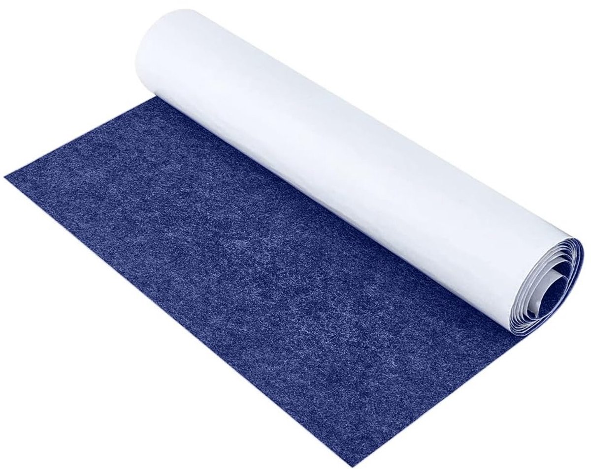 Zelfklevende Viltmat 40 x 220 cm voor Speelgoedbox, Coasters en Meubelpootbescherming - Donkerblauw, 1 mm Dikte