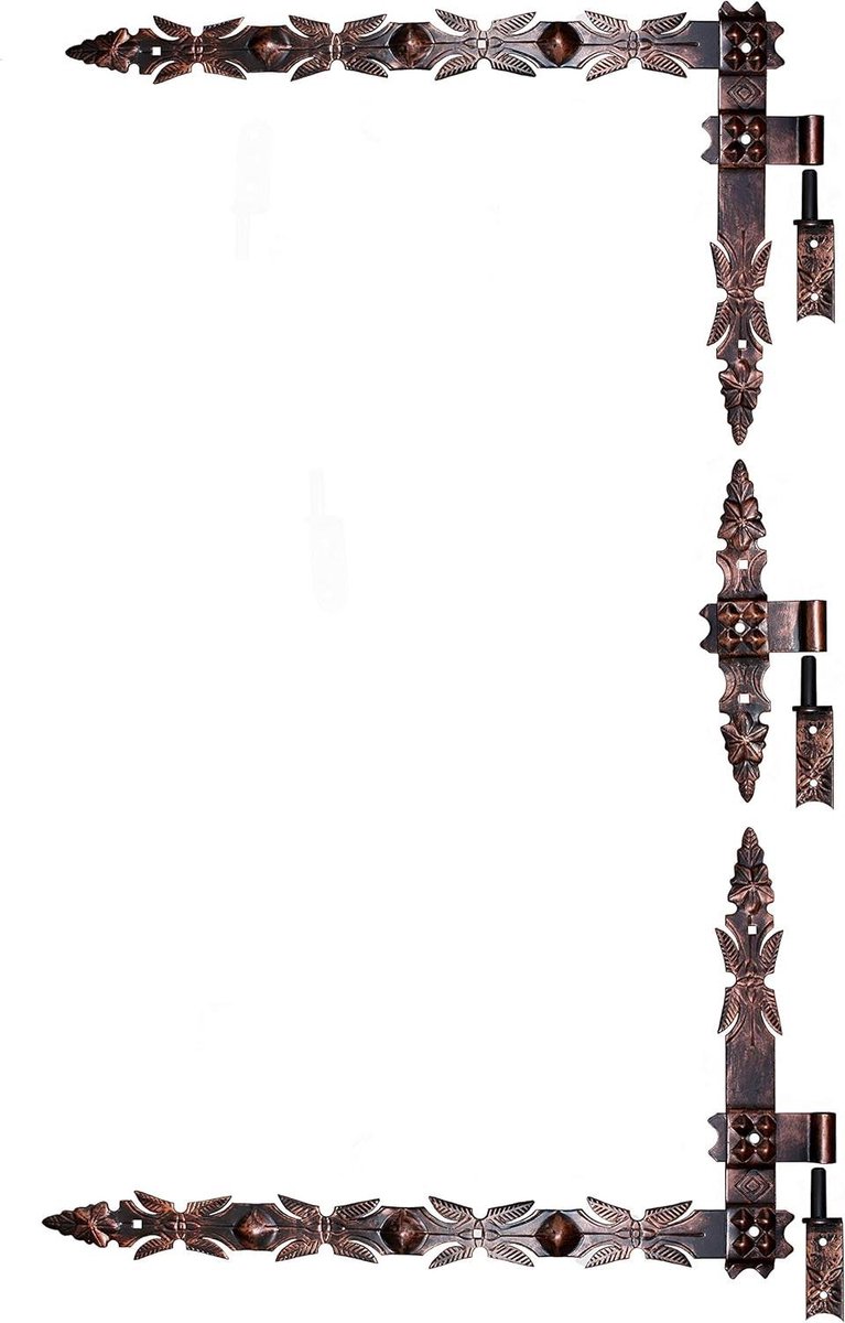 Hoekband Set - Deurband Klauwband - Hekken Versterken - Smeedijzer Kwaliteit - 800 x 455 mm - Koper