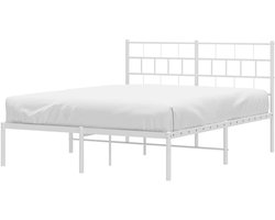 Metalen Bedframe - Ledikant Tweepersoons - Slaapkamer Inrichten - Robuuste Constructie - 140x200 cm - Wit
