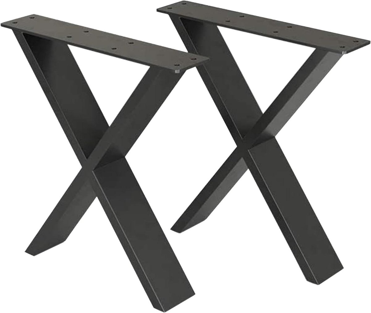 Tafelpoot set - X-poten - Meubels maken - Gepoedercoat staal - 72x55 cm - Zwart mat