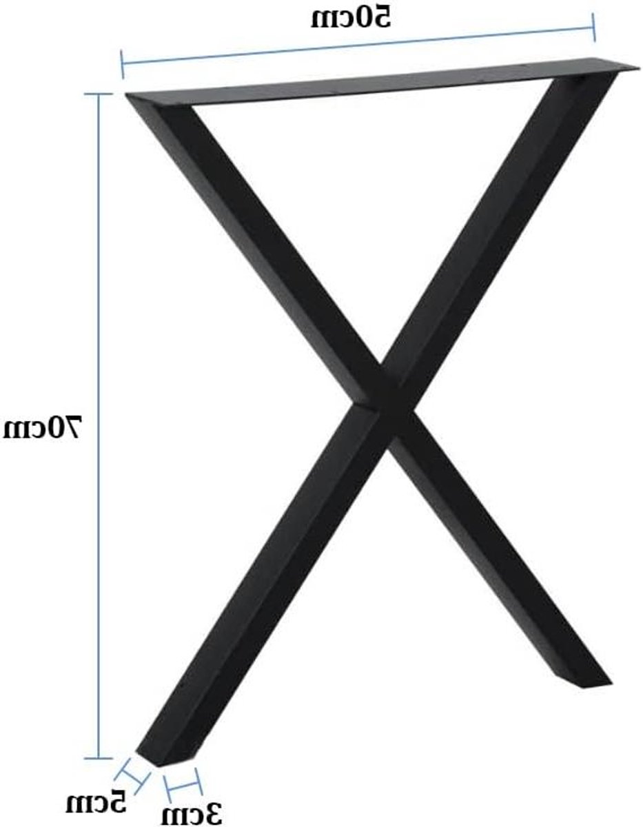 Tafelpoten Set - X-frame poten - Meubels Maken - Industrieel Design - 70cm x 50cm - Zwart