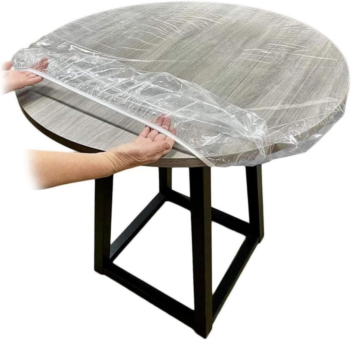 Rond Tafelkleed - Tafelbeschermer Plastic - Tafel Buiten Beschermen - Met Antislip Elastiek - 90 cm - Transparant