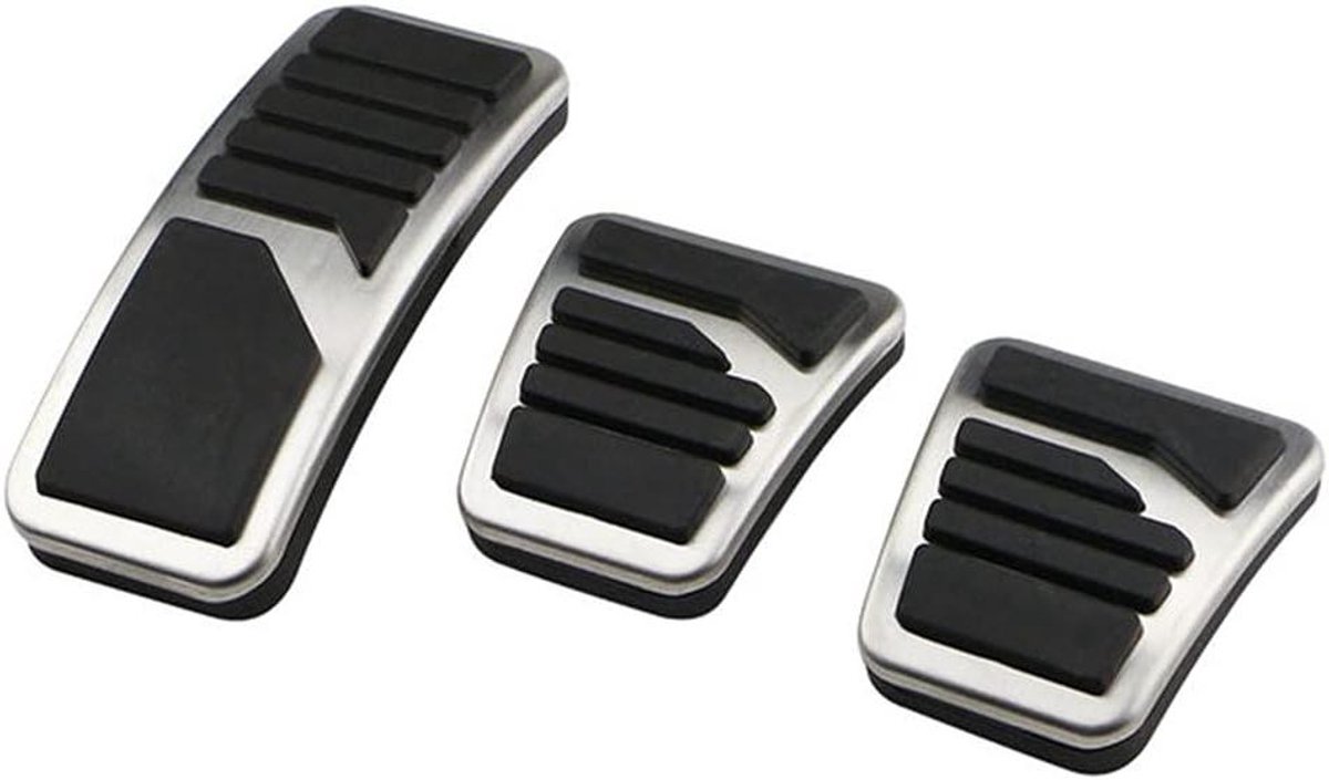 Auto Pedaal Covers - Gas Rem Pedaal - Veiliger Rijden - Antislip Rubber - 3 stuks - Zwart Zilver